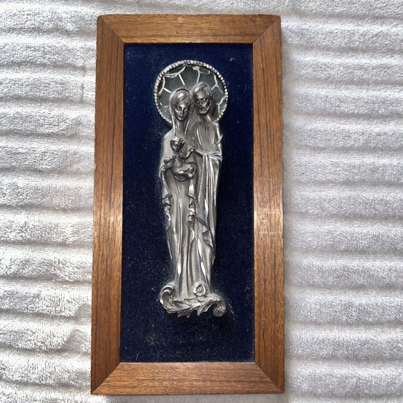 Other - PELTRO CESELLATO A MANO HAND CHISELED PEWTER HOLY FAMILY PLAQUE ITALY WALL ART